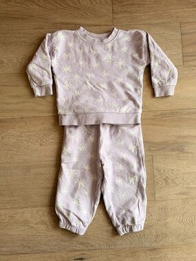 Hanna Anderson Kids Purple Floral Star Lounge MatchingSet